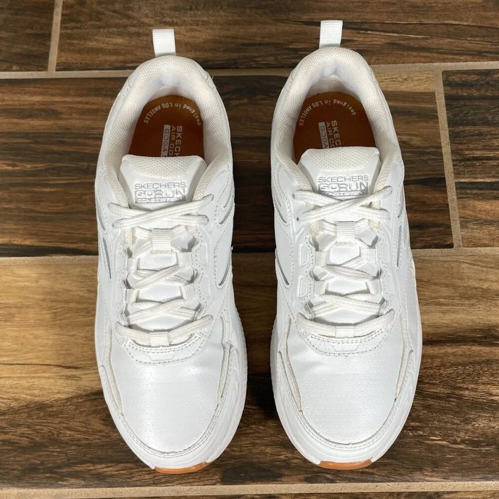 Skechers Go Run Consistent Broad Spectrum Shoes Womens 7 White Leather Sneakers
